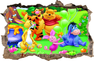 Medvedík Pú - Nástenné nálepky Hole Winnie POOH 61 115x75