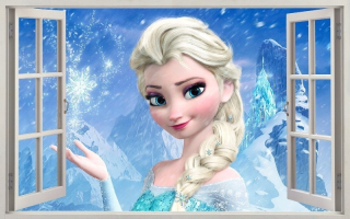 Elsa Frozen - Nástenné nálepky Okno 3D Land of Ice Frozen Elsa