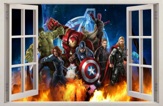 HULK - Nástenné nálepky Okno Avengers Hulk 76 115x75 cm