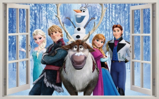 Elsa Frozen - Nástenné nálepky Okno Krajina Ice Frozen Elsa 2
