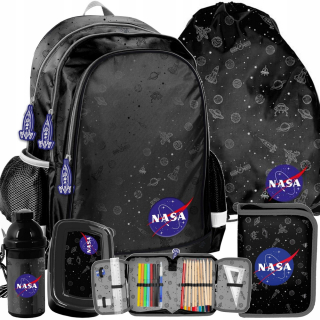 Školská taška - batoh, set, zostava - Nasa Black School Bathpack for Boyfriend Set 5W1