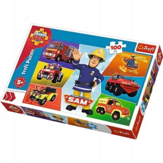 Požiarnik Sam  - ND38_431063 TREFL - Hasič puzzle Sam vozidlá 100