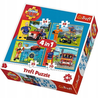 Požiarnik Sam  - ND39_430879 -Puzzle 4in1 TREFL 34311 StrRrazak Sam PU