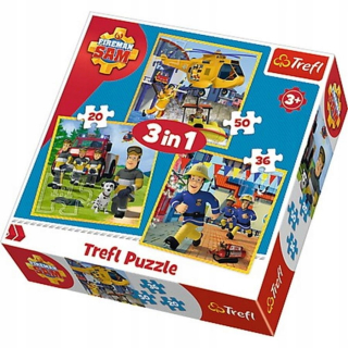 Požiarnik Sam  - ND39_431081 -Puzzle 3IN1 TREFL 34844 Stzak sám v