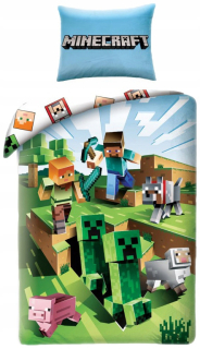 MINECRAFT - Nová posteľná bielizeň Minecraft 140x200 bavlna Steve