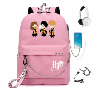 Školský batoh - NOVÝ VEĽKÝ A4 HARRY POTTER 34 VZOROV USB BATOH