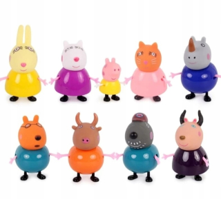Pepa Pig - Nová sada figúrkov Peppa Pani Rabbit Gazelle 9ks