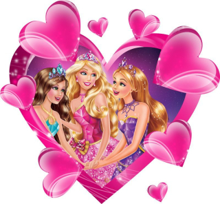 Barbie -  3D steny samolepky Barbie 70x65cm rozprávka srdca