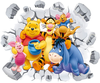 Medvedík Pú - 3D steny samolepky Winnie POOH 3D stena 70cm