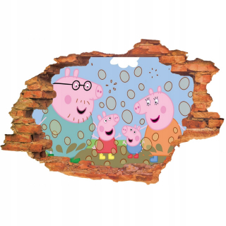 Pepa Pig - 3D nástenné nálepky Peppa prasa pre deti