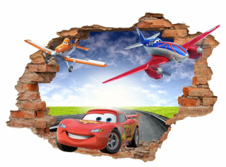 McQueen - Nástenné nálepky pre deti 3D autá 100x70 autá