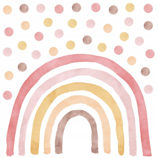 Detské nálepky na stenu - Nástenné nálepky pre deti, dúhové ružové bodky