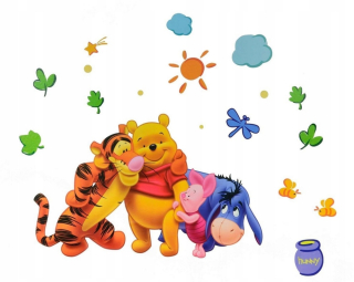 Medvedík Pú - Nástenné steny Nálepky Winnie PÚ WS-0033