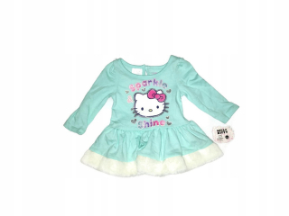 HELLO KITTY NOVÉ MODRÉ Ahoj Hello Kitty šaty 12 M-C