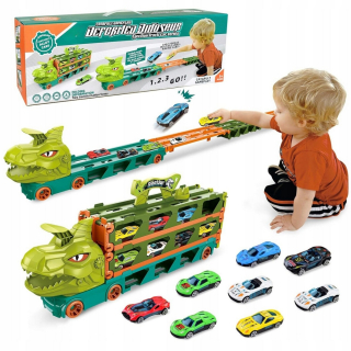 TRUCK TIR AUTOMOBILOVÉ AUTÁ DINOSAUR ROZŠÍRITEĽNÁ AUTODRÁHA 10 V 1 2,1 M