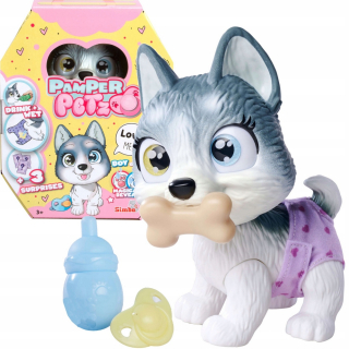 🐶Pamper Petz Husky pes s plienkovým gangom 20 cm + príslušenstvo