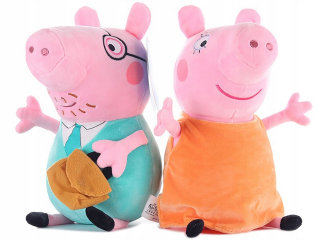 Pepa Pig - Peppa prasa mama otec 2 maskoti spievať 32 cm
