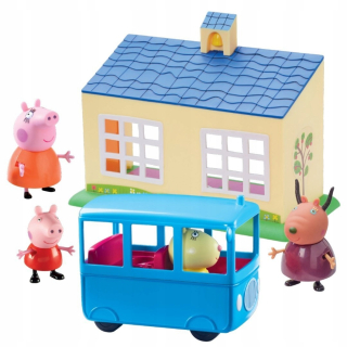 Pepa Pig - Peppa Piggy School Set + Bus 3 figúrky