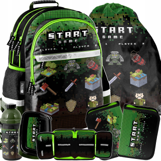 Školský batoh - SET PIXELS MINECRAFT ŠKOLSKÝ BATOH PRE CHLAPCI