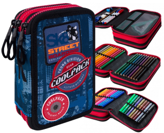 Trojité puzdro na ceruzky s príslušenstvom CoolPack Jumper 3 - Badges G Blue