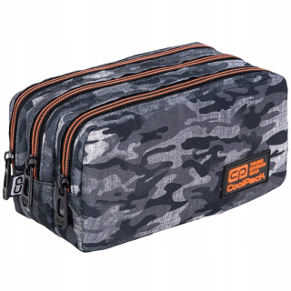 Školské puzdro na ceruzky s tromi priehradkami CoolPack Primus Military Grey 73068CP C60186