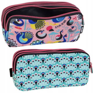 Peračník - PEACOCK PINK PENCIL CASE 3 KOMORY MILAN