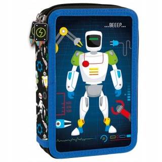 Puzdro na ceruzky s príslušenstvom, dvojkomorový ROBOTY (PWDRO11)