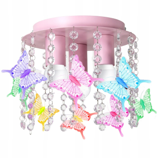 Stropná lampa do detskej izby - Luster Plafon pre dievča krištáľové motýľ
