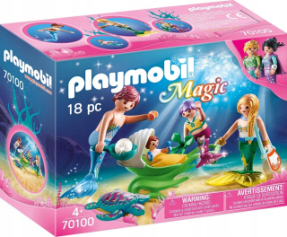 Playmobil Magic Mermk s vozíkom a rodinou. Tehly