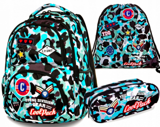 Školský batoh, taška - BACKPACK 3IN1 DART CAMO BLUE 27L COOLPACK A29113