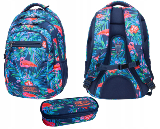 Školský batoh - Coolpack College Tech Pink Flamingo Puzdro