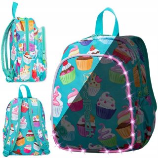 Detský batoh - Backpack School Cupcakes Dievča LED Padlock