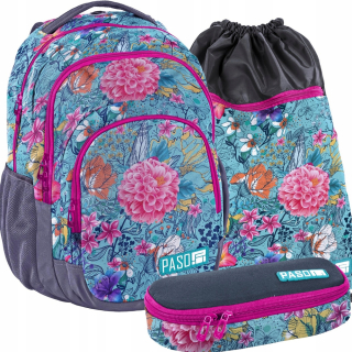 Školská taška - batoh, set, zostava - Backpack Youth School Krásne kvety
