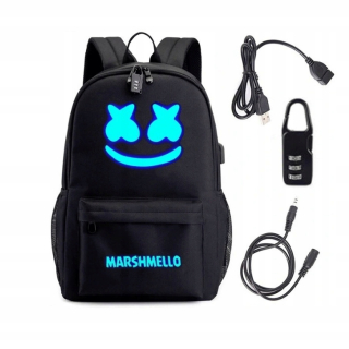 Minnie Mouse - Svetelný batoh Škola Marshmello USB Padlock Nový