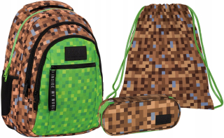 MINECRAFT - Školský batoh 3in1 Zálohovanie hra Fana hra Minecraft