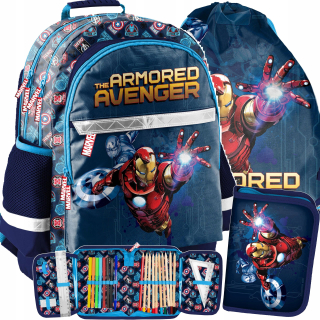 Školský batoh, taška - BATOH AVENGERS SCHOOL 3v1 IRON MAN SET