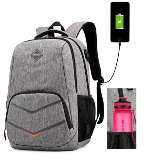 Školský batoh, taška - Školský batoh Youth USB port veľký reflexný