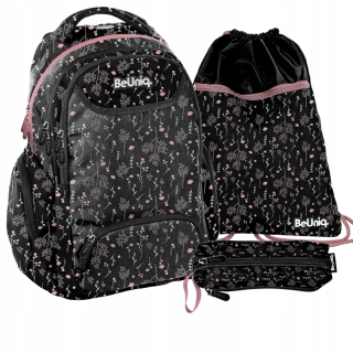 Školská taška - batoh, set, zostava - Školský batoh Paso Beuniq Rose-Set 3 prvky