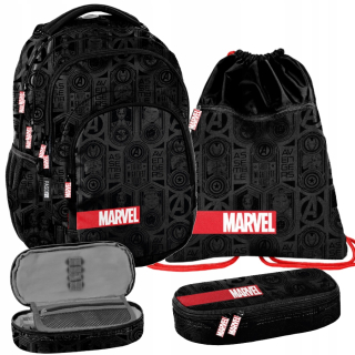 Školská taška - batoh, set, zostava - Školský batoh Paso Marvel - Set 3 prvky