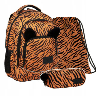 SET 3 El. Školský batoh pre mládež Zálohovanie 26 L TIGRIS s ušami (PLB3YA18SET3CZ)