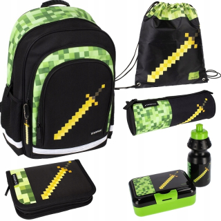Školská taška - batoh, set, zostava - Pixel School Bathpack Ceruzka Puzdro na fľašu