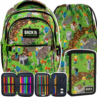 Školský batoh - Batoh Minecraft School Batoh nastavený pre fanúšikov