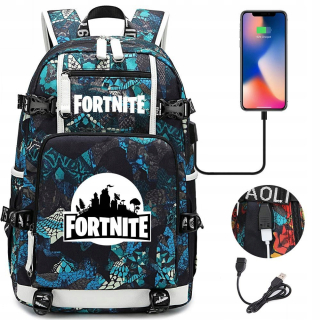 Aktovka školská taška - Batoh Tornister Fortnite svieti v tmavom USB