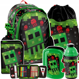 Školská taška - batoh, set, zostava - Backpack School Set pre Boy Game hra Pixele