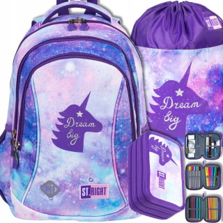 Školská taška - batoh, set, zostava - Backpack Set School Schoolbag Unicorn Galaxy