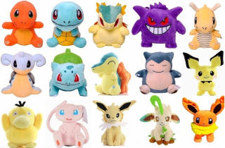 PLYŠOVÁ HRAČKA POKEMON PIKACHU EEVEE GENGAR CYNDAQUIL JOLTEON SNORLAX PSYDUCK MEW