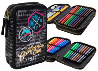Puzdro na ceruzky CoolPack Double s príslušenstvom - Grey Badges G