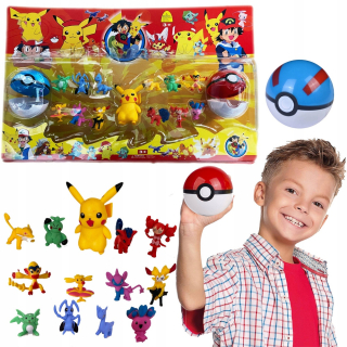 Pokemon figúrky figúrka 13 ks + 2x Pokeball guľa veľká hracia sada