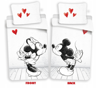 Minnie Mouse - Linen 135x200 myš Minnie srdce v láske