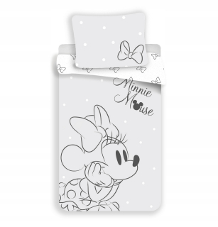 Minnie Mouse - Linen 140x200 Disney Mouse Minnie Bows Grey